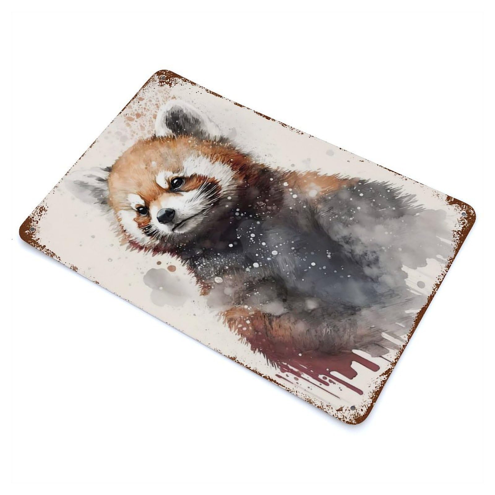 Garage Style Wild Red Panda Rusty Metal Tin Sign 11.8"x7.9", Novelty Wall Decor for Bar And Workshop