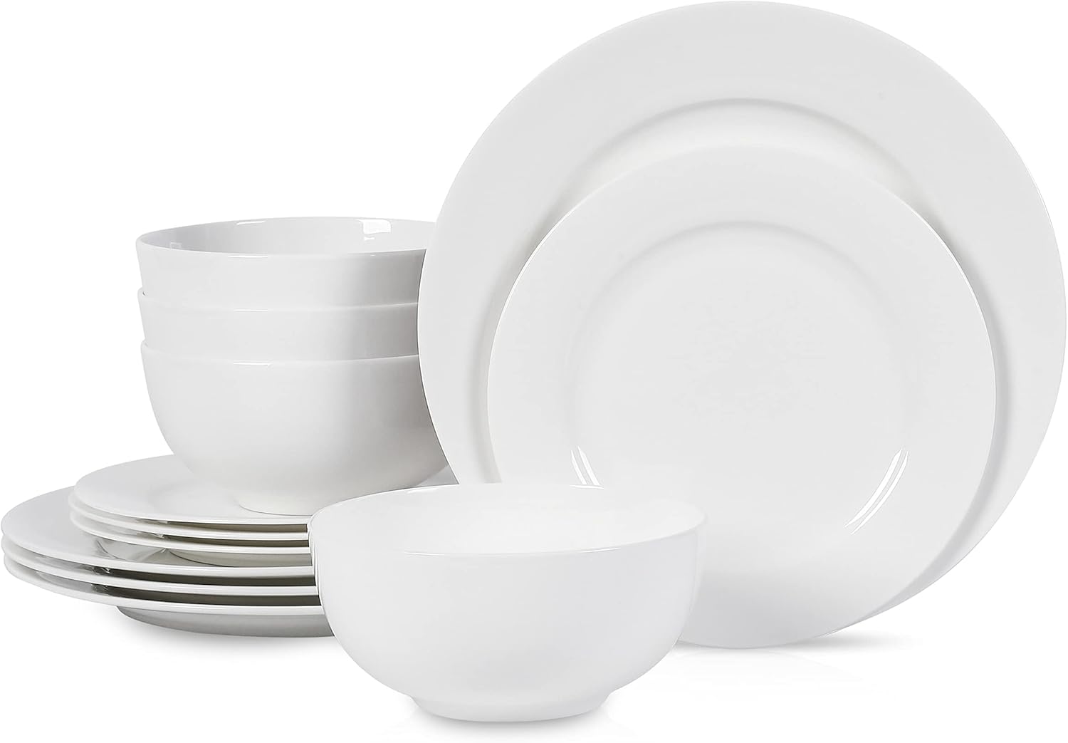 Stone Lain Aria Bone China 12-Piece Dinnerware Set, White