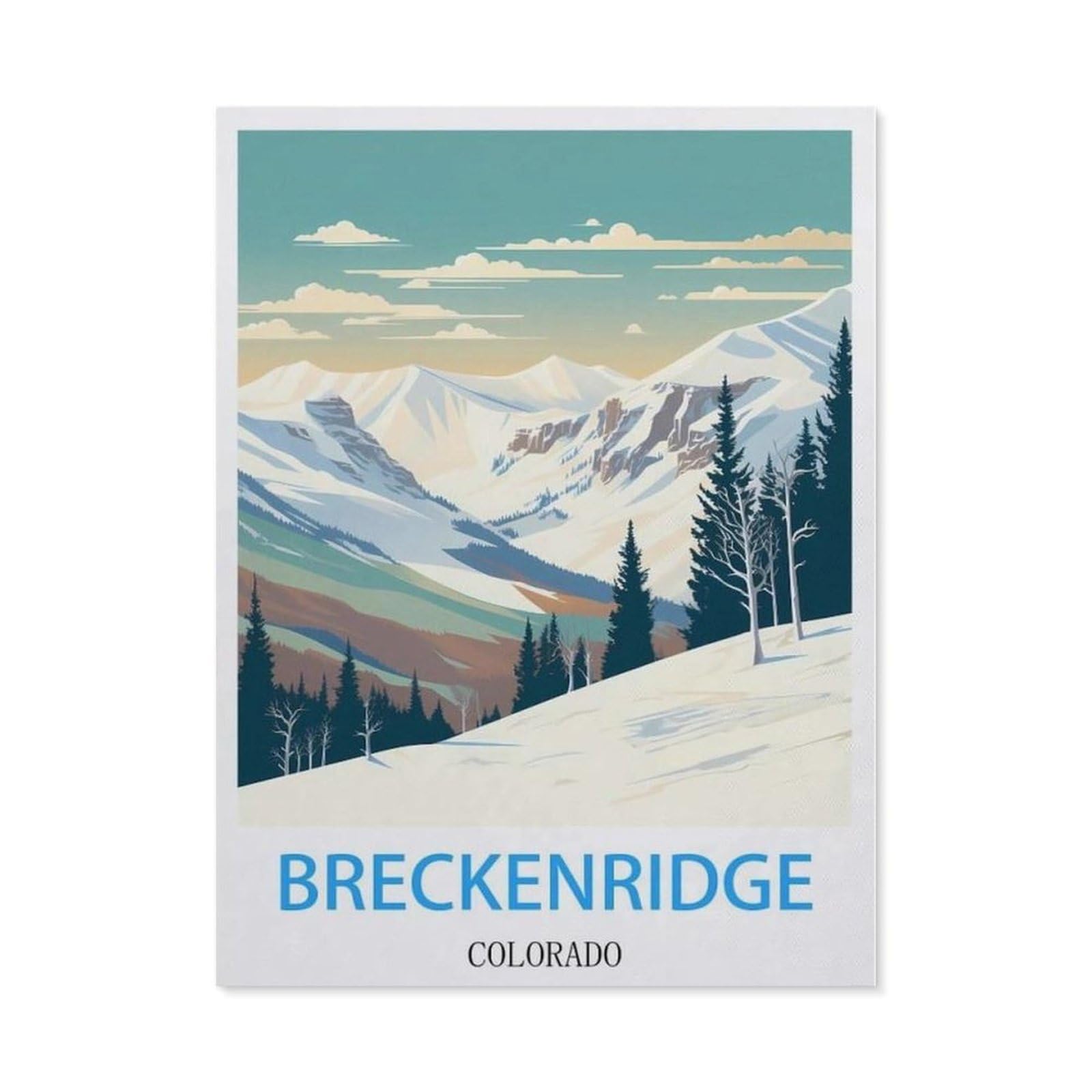 Beayodkp （30 X 40 Cm/11.81 X 15.74 Inches） 5D Diamond Painting Set For Adults And Children，Breckenridge Colorado Vintage Travel Posters，Diy Diamond Crystal Rhinestone Embroidery Painting-Cc72