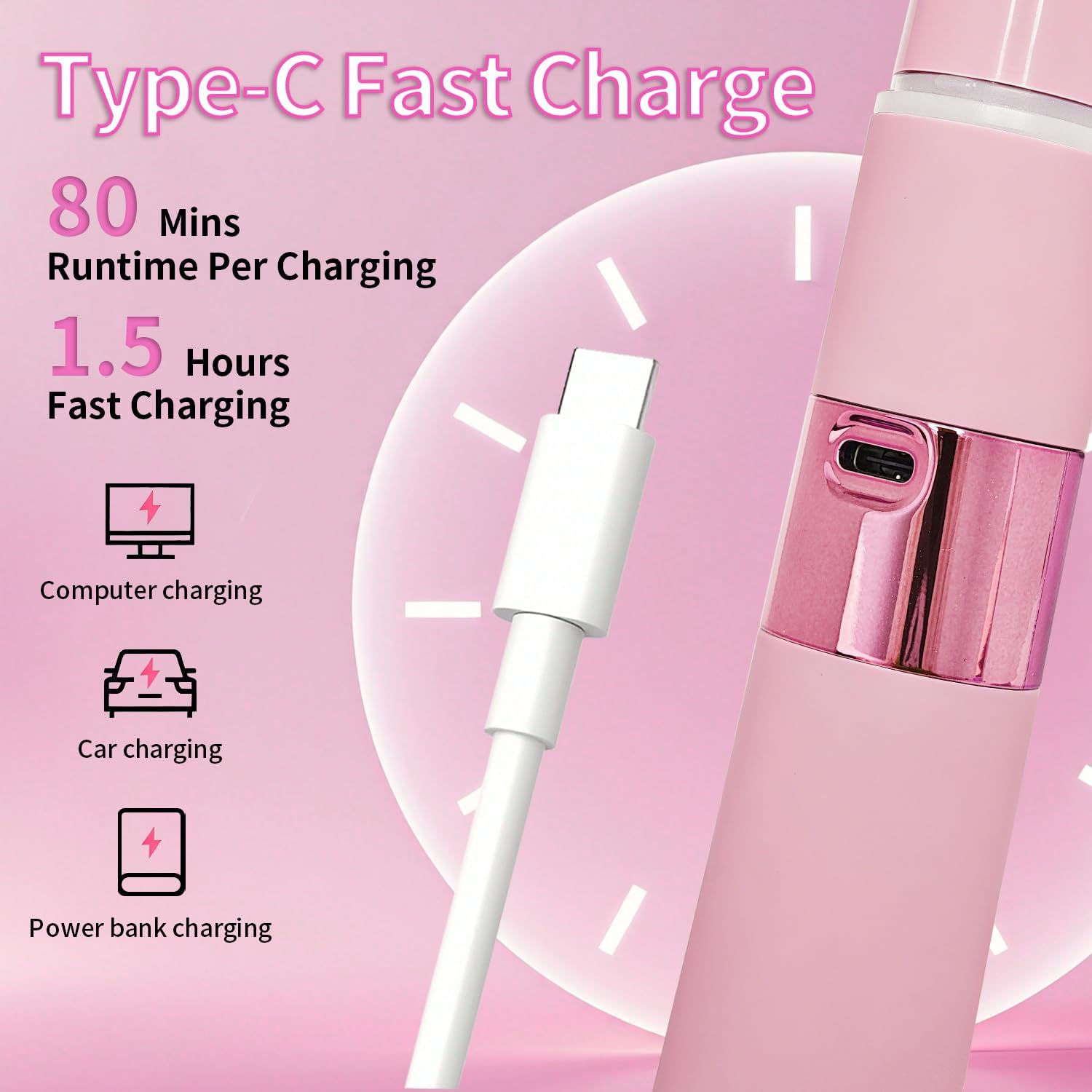 Bikini Trimmer for Women, 2-in-1 Waterproof Cordless Painless Hair Removal – Safety Lock & Built-in Light, Electric Shaver for Body, Bikini Area and Facial Hair (Pink)