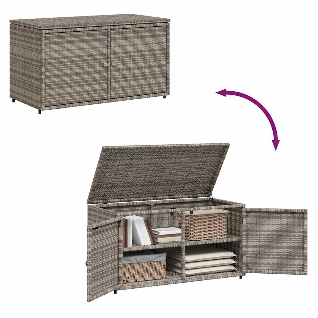 vidaXL Armoire de Rangement de Jardin, Organisateur de Terrasse avec Porte, Meuble d'Extérieur Patio Arrière-Cour, Gris Résine Tressée