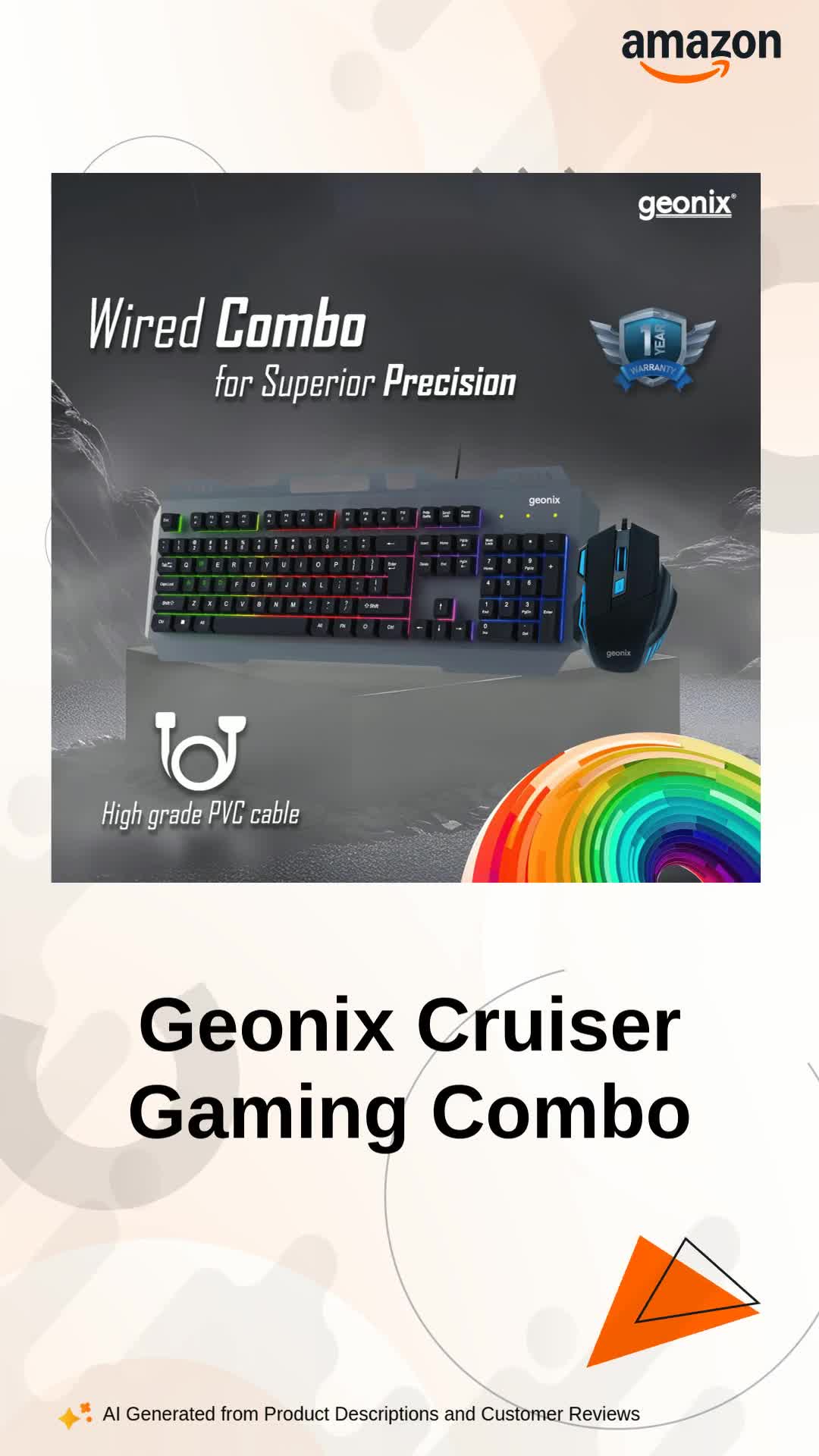 Geonix Cruiser CX1 Wired Keyboard and Mouse Gaming Combo with