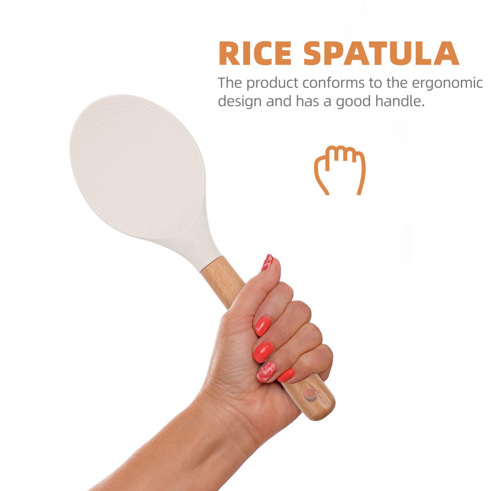 Cuchara De Silicona Para Arroz Y Alimentos - 22 Cm, Antiadherente, Resistente Al Calor, Sin BPA, Apta Lavavajillas