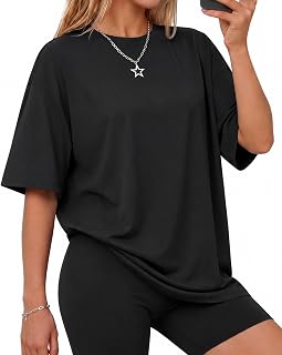 GAYHAY Oversized Tshirts for Women Crew Neck Fall Fashion Workout Tops