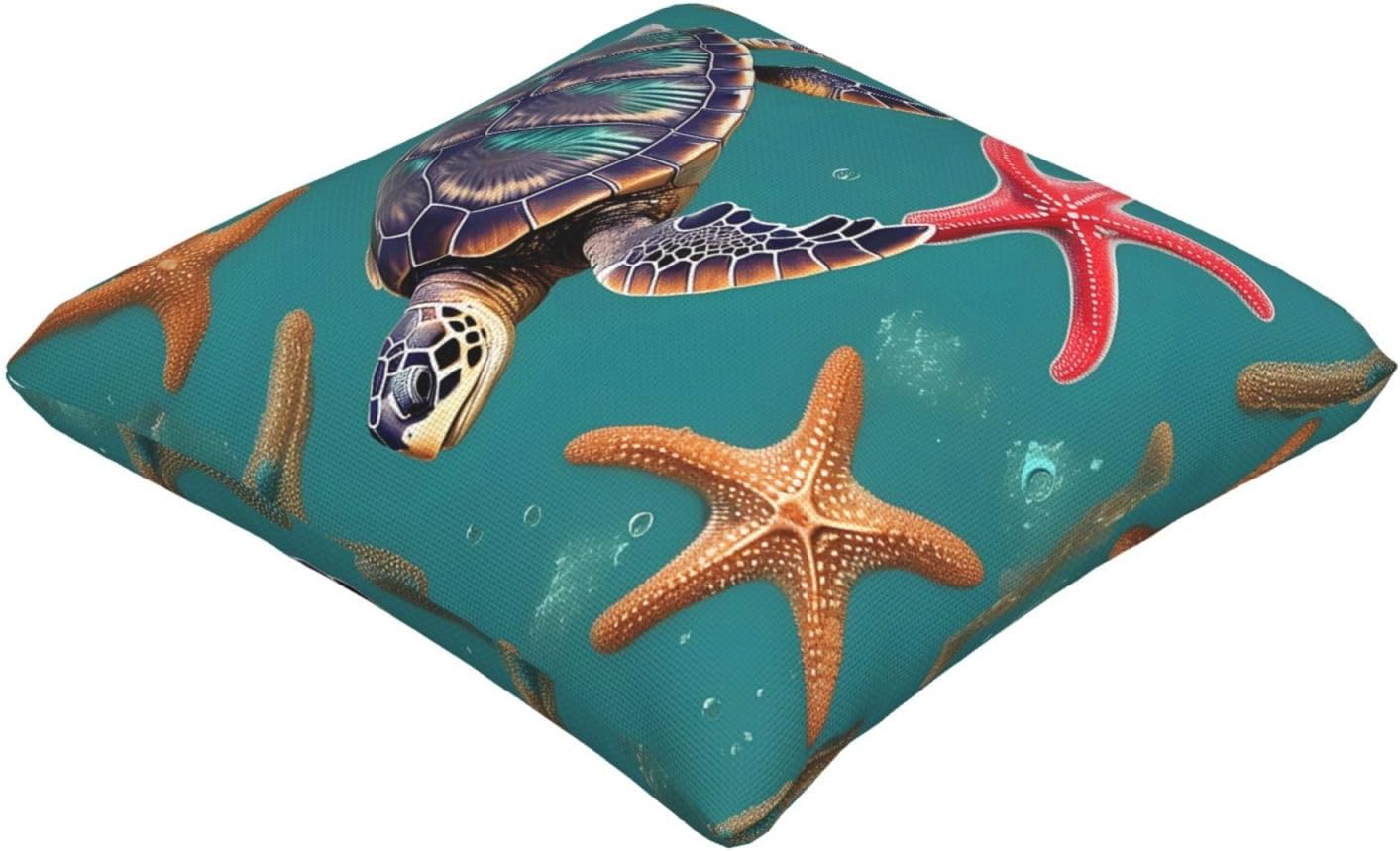 Sea Turtle Starfish Pattern Imitation Linen Pillowcase -2 Sets, Fashionable Home Decoration, Used for Sofas, Gardens, beds