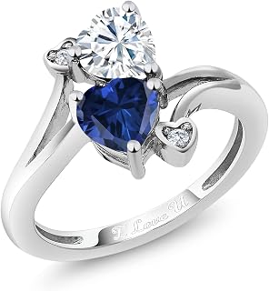 Engraved Customized and Personalized 2 Gemstone Birthstone For Her 6MM Heart Shape Engagement Ring For Women | 925 Sterling Silver | Available In Size 5, 6, 7, 8, 9