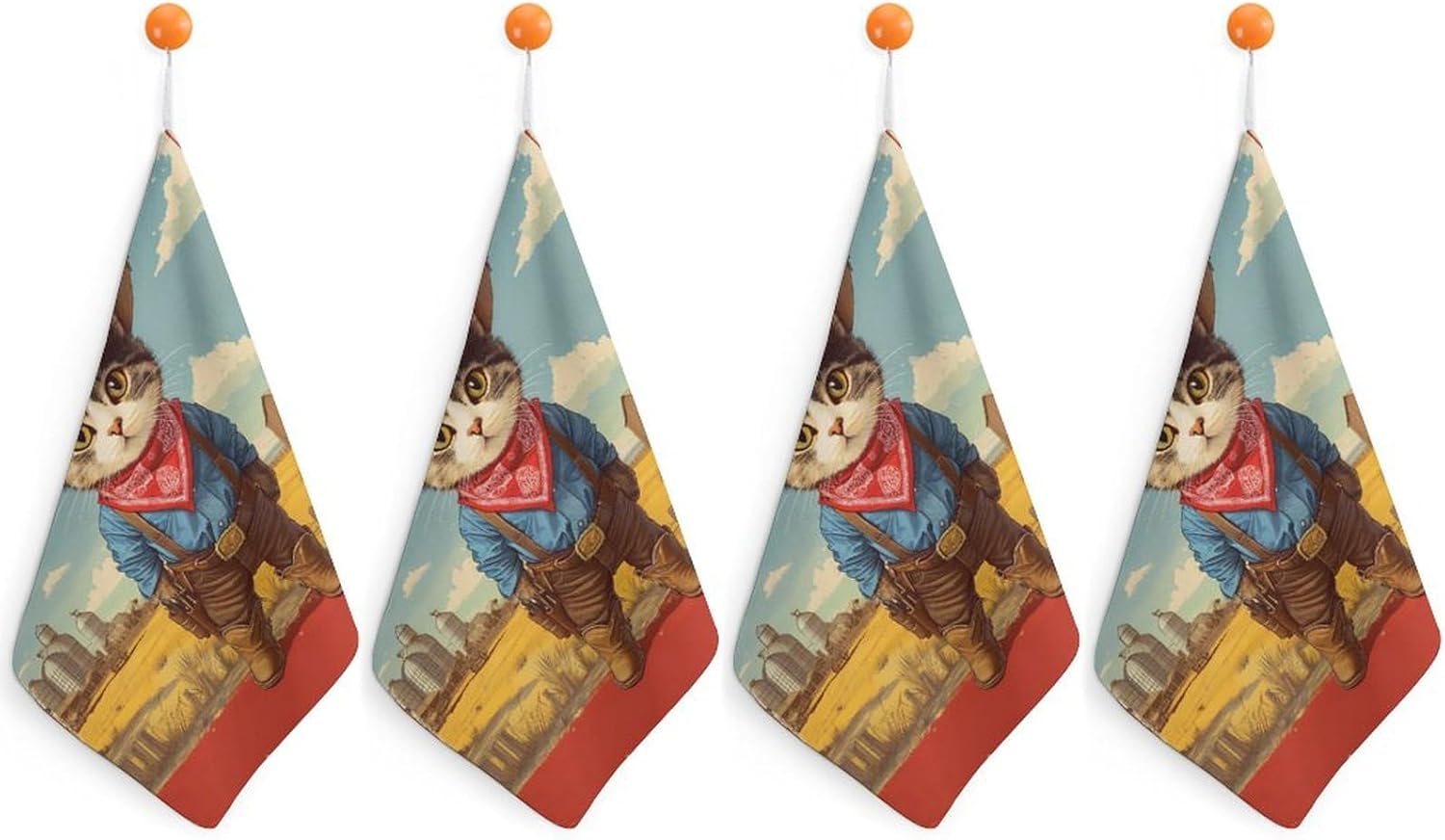 Cool Cat with Hat Towel Hand Towels Decorative Towel for Bathroom Kitchen Shower Gym 4PCS