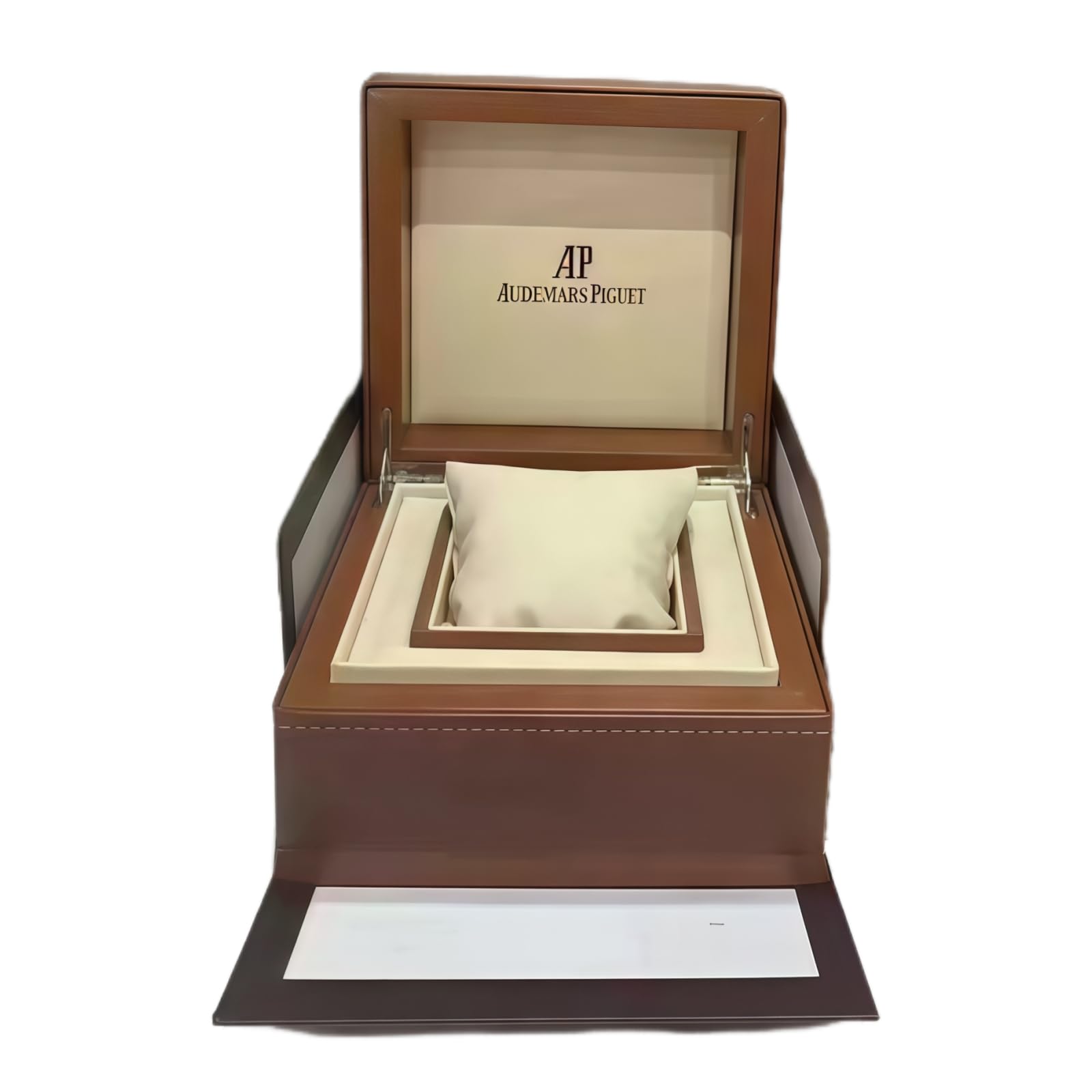 Watch Presentation Box Cognac Brown Exterior Beige Leather Lining Square Storage Chest Gift Set for Audemars Piguet Box