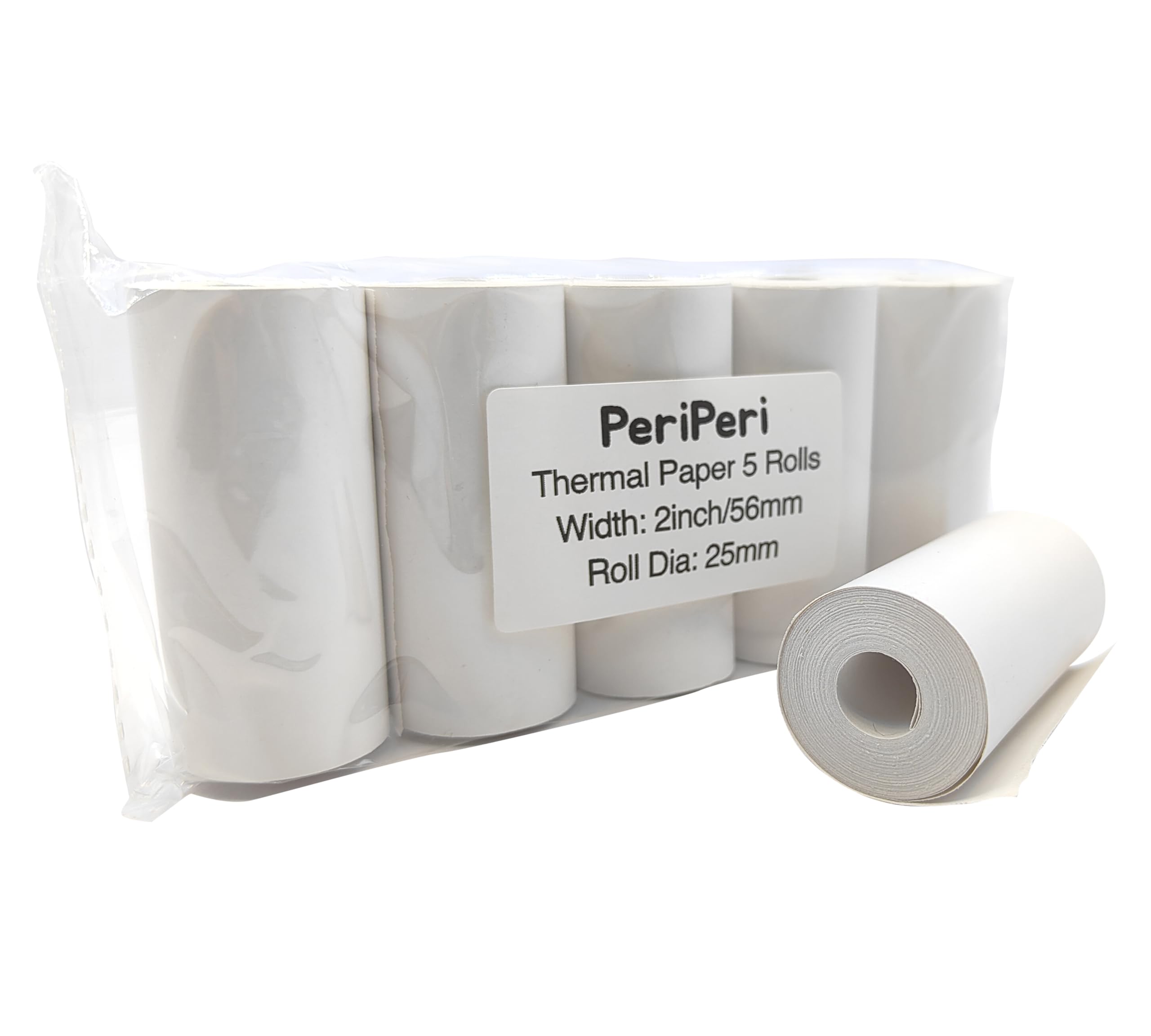 PeriPeri 57mm/ 2inch Thermal Paper Roll (Set Of 5 Rolls) For 2inch Thermal Printers, Mini Printer, POS, Swipe Machine & Billing Machines