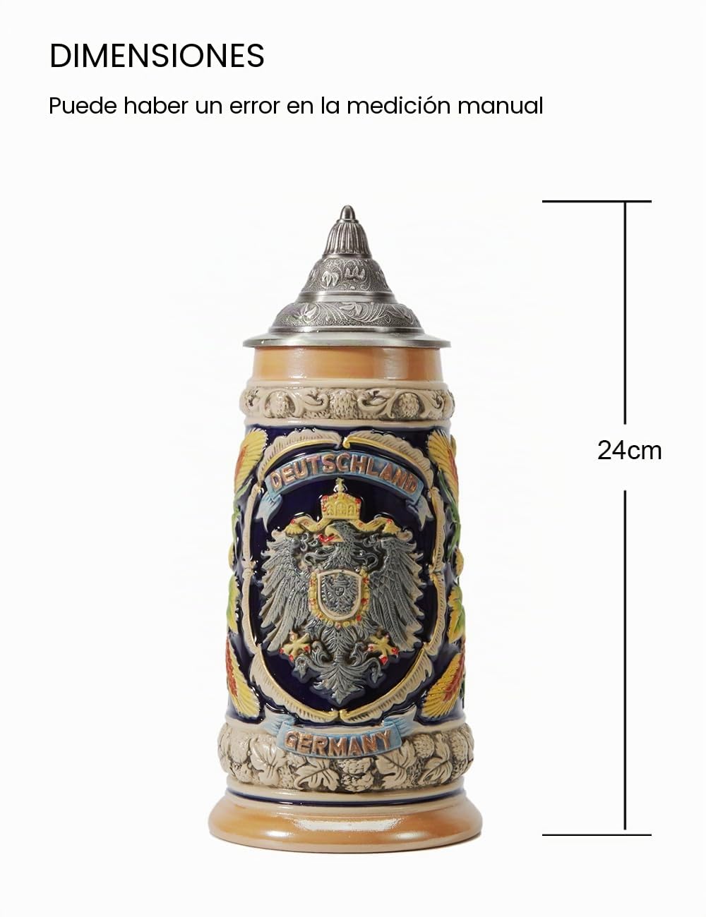HAUCOZE Jarra de Cerveza Alemana Vikinga Bavaria,Taza con Tapa, Regalo de Oktoberfest y Cumpleaños para Hombres Padre Esposo 0,8 Litros