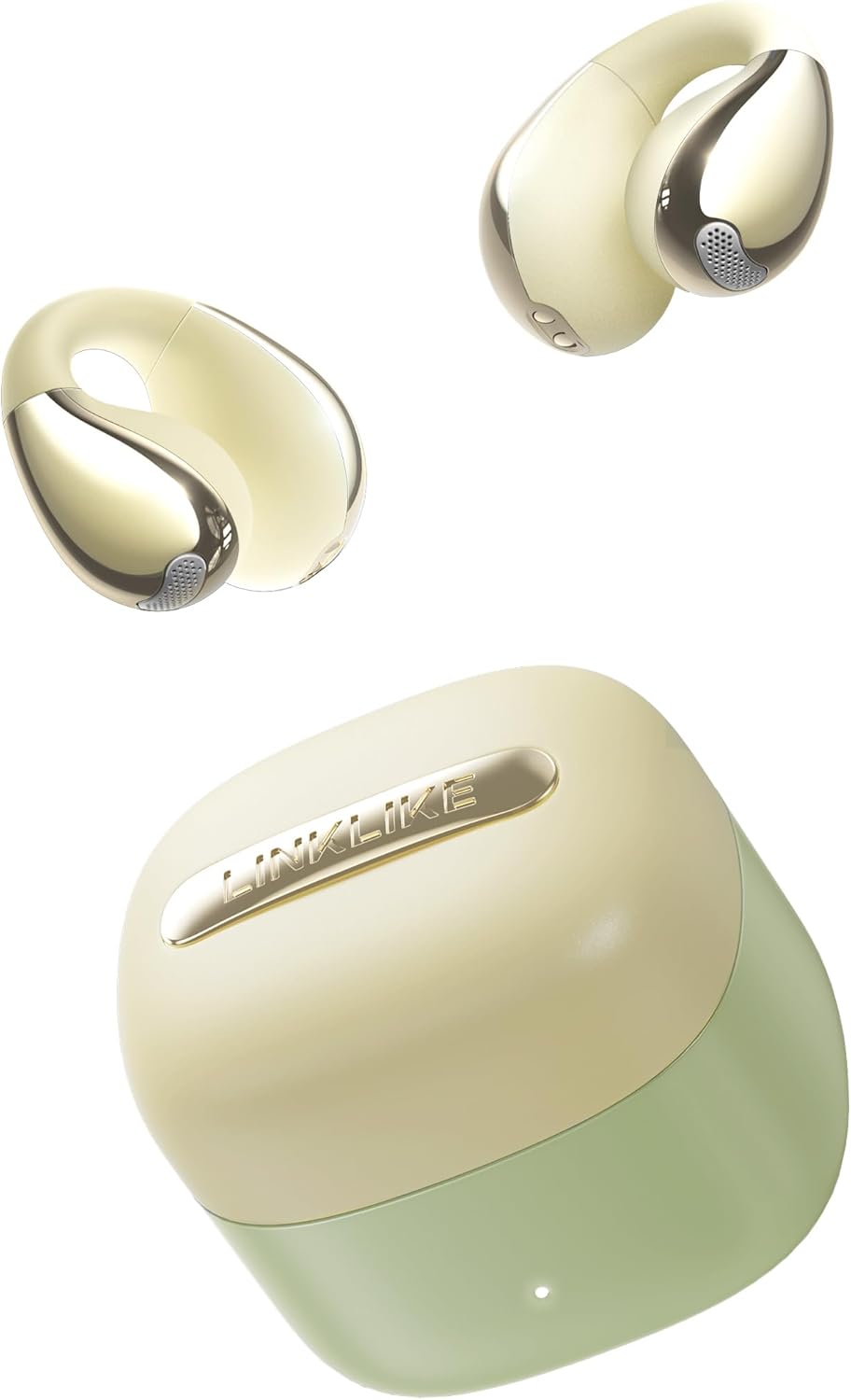 Linklike 2026 New Open Ear Earbuds Bluetooth 6.0, Hi-Res LDAC, Patented Z-Structure for 0-Pressure Comfort, AI Clear Calls, Ultralight 5g 40H+ Battery IPX5 Wireless Silicone Clip-on Headphones, Green