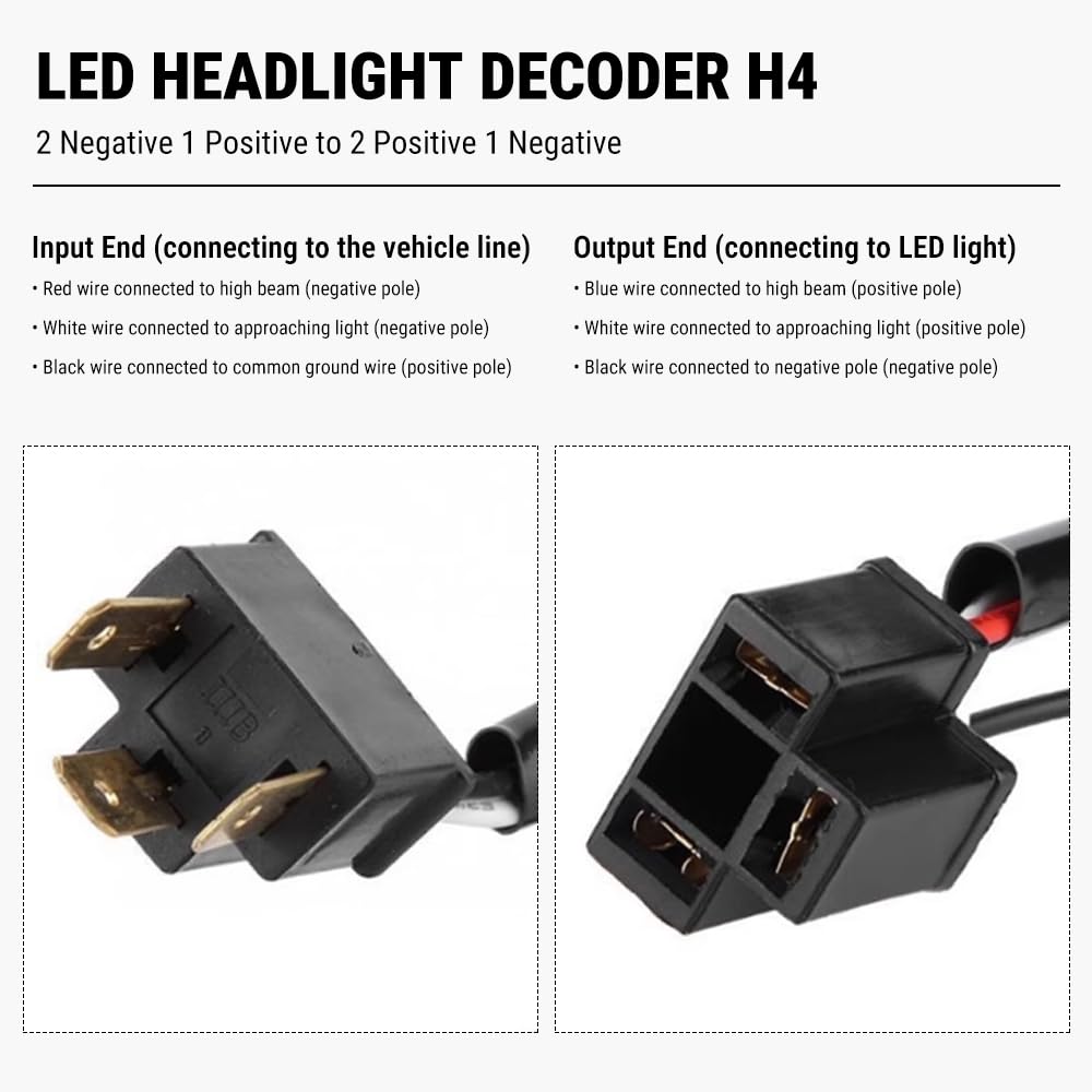 Convertitore di Polarità, 2 Pezzi Invertitore di Polarità, LED/HID Interruttore Negativo Adattatore per H4, Convertitore Negativo Polare, per Tutti i Tipi di Auto