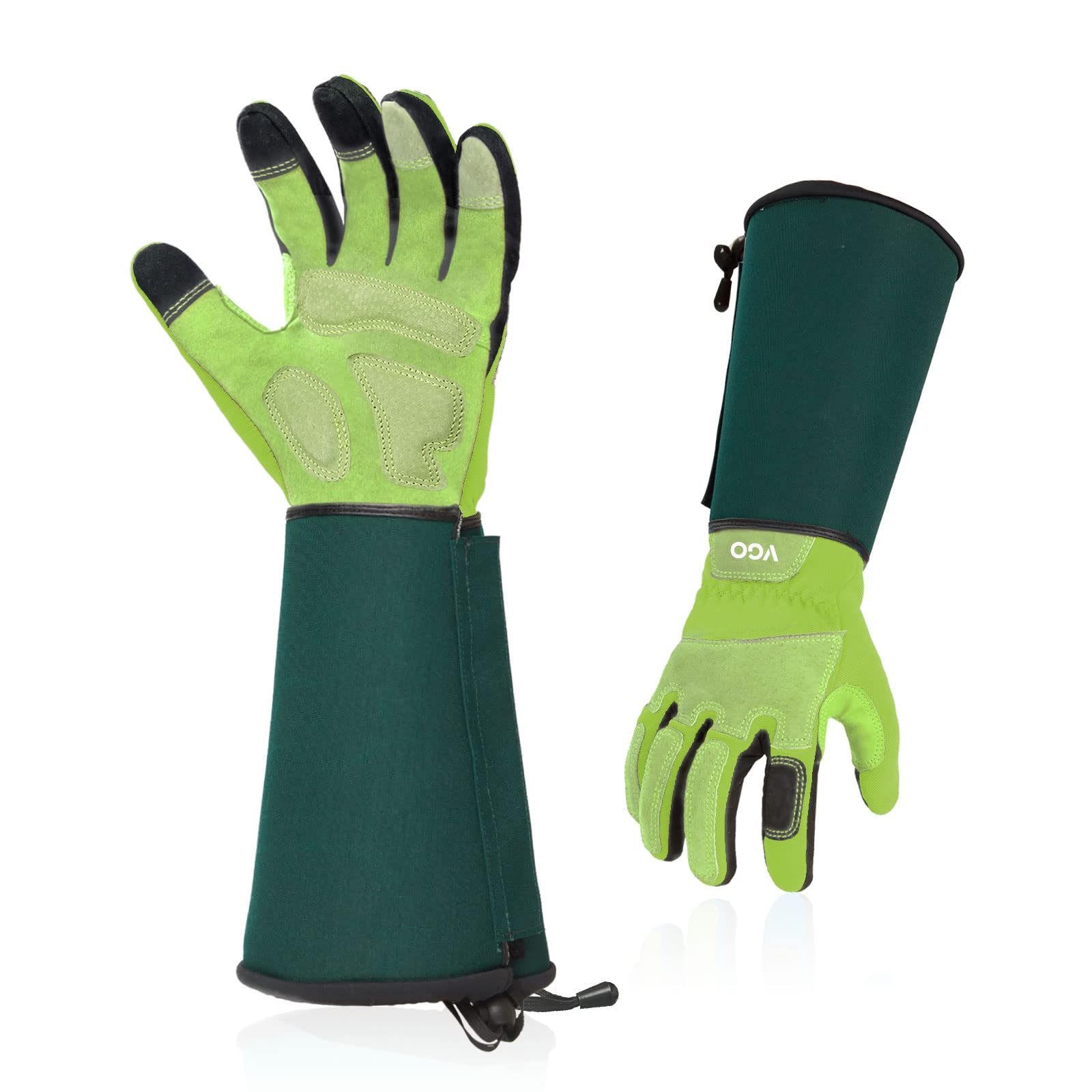 Vgo... Gardening Gloves Ladies,Safety Work Gloves,Long Sleeves Gauntlet,Puncture Proof,Touchscreen(Size S,Light green,SL7477)