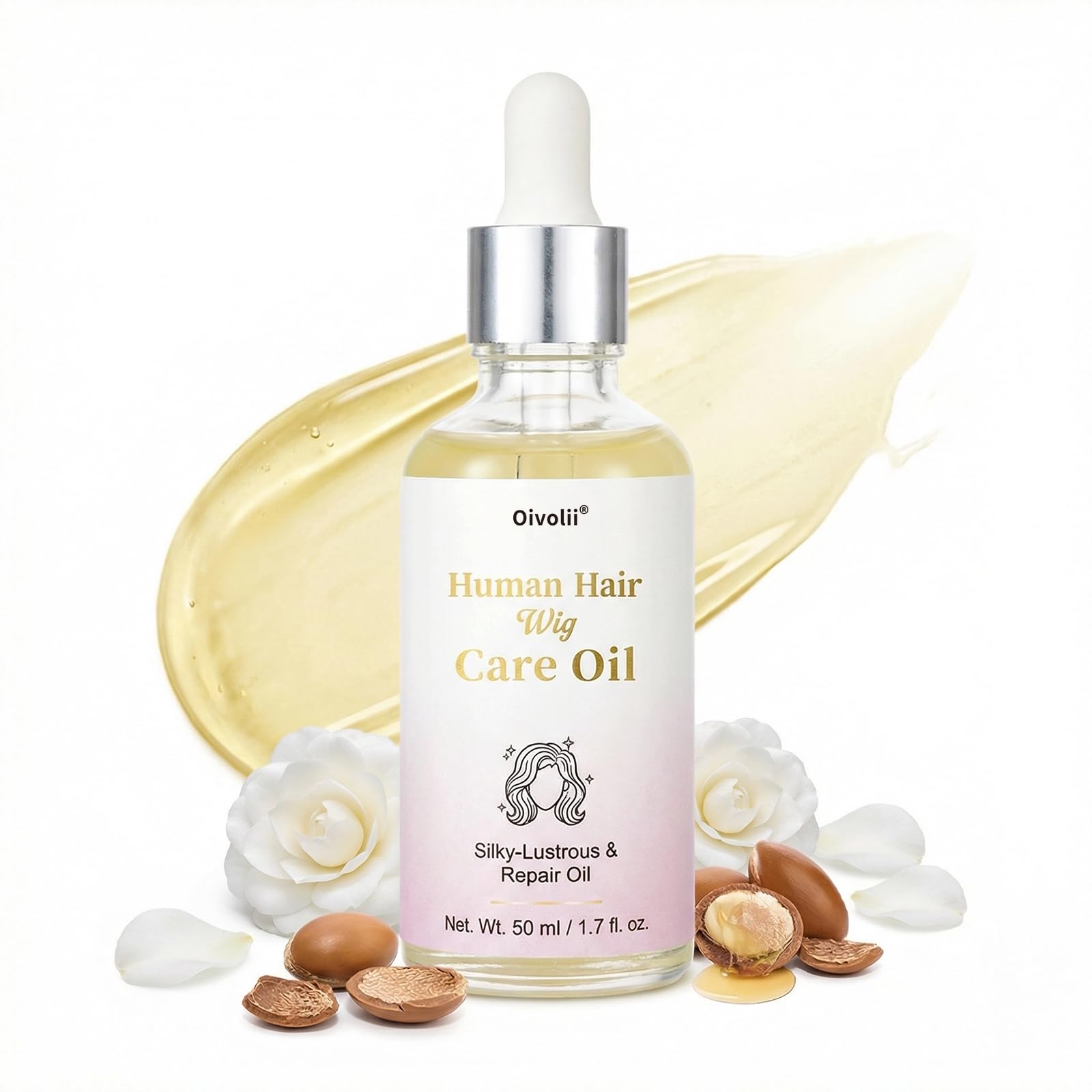 Human Hair Wig Care Oil Spray – Professional Anti Frizz Serum, Lightweight Shine & Smoothing Hair Oil, Detangler & Heat Protectant for Real Hair Wigs & Extensions