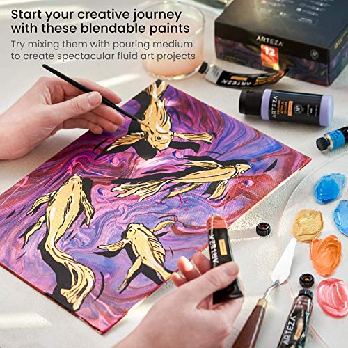 Arteza Metallic Acrylic Paint Set Of 12 Colors With Metallic Acrylic Paint Set Of 8, Painting Art Supplies For Artist, Hobby Painters & Beginners #TOP4