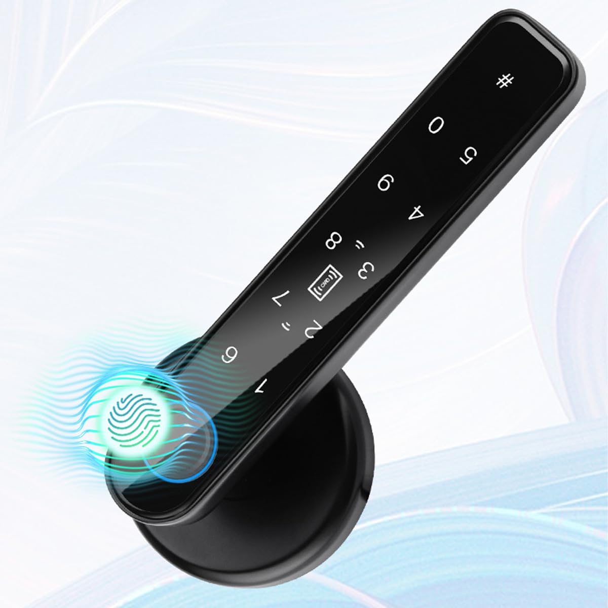 Serrure Intelligente, poignée de Porte de Verrouillage 5 en 1, Mot de Passe du Clavier électronique, Identification Bluetooth, clé d'empreinte Digitale numérique étanche (Noir)