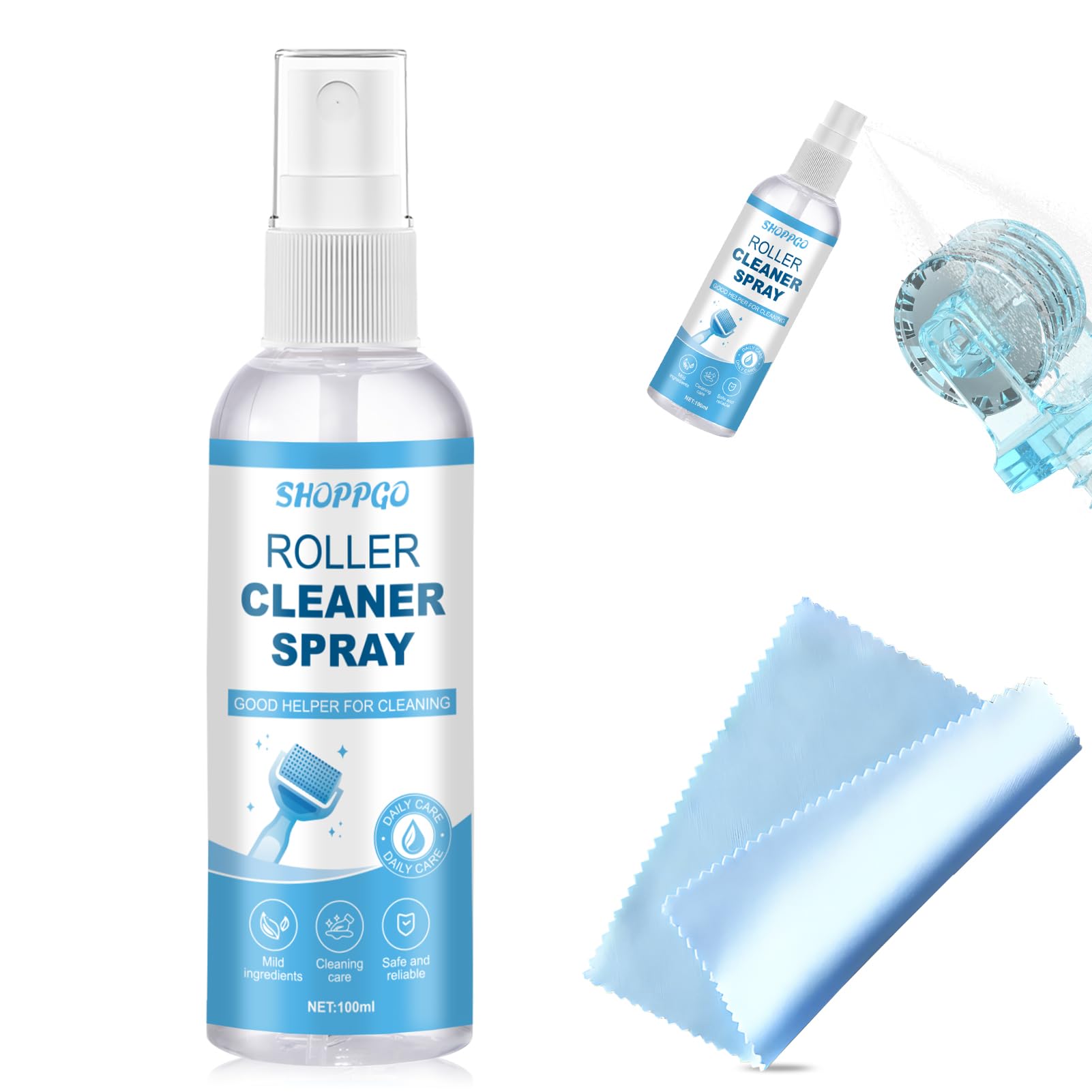 Derma Roller Cleaner, Microneedling Viso Roller Cleaner, Micro Needling Viso Cleaner Spray, Adatto per Microneedling Pen, Derma Roller, con Panno per la Pulizia, Pulizia Efficace-100ml