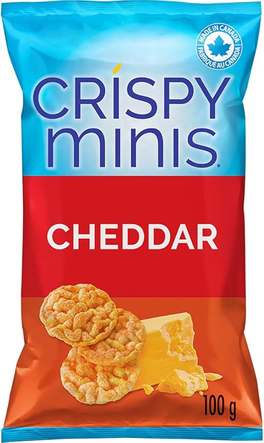 Quaker Crispy Minis GlutenFree Cheddar Flavour Rice Chips, 12 count