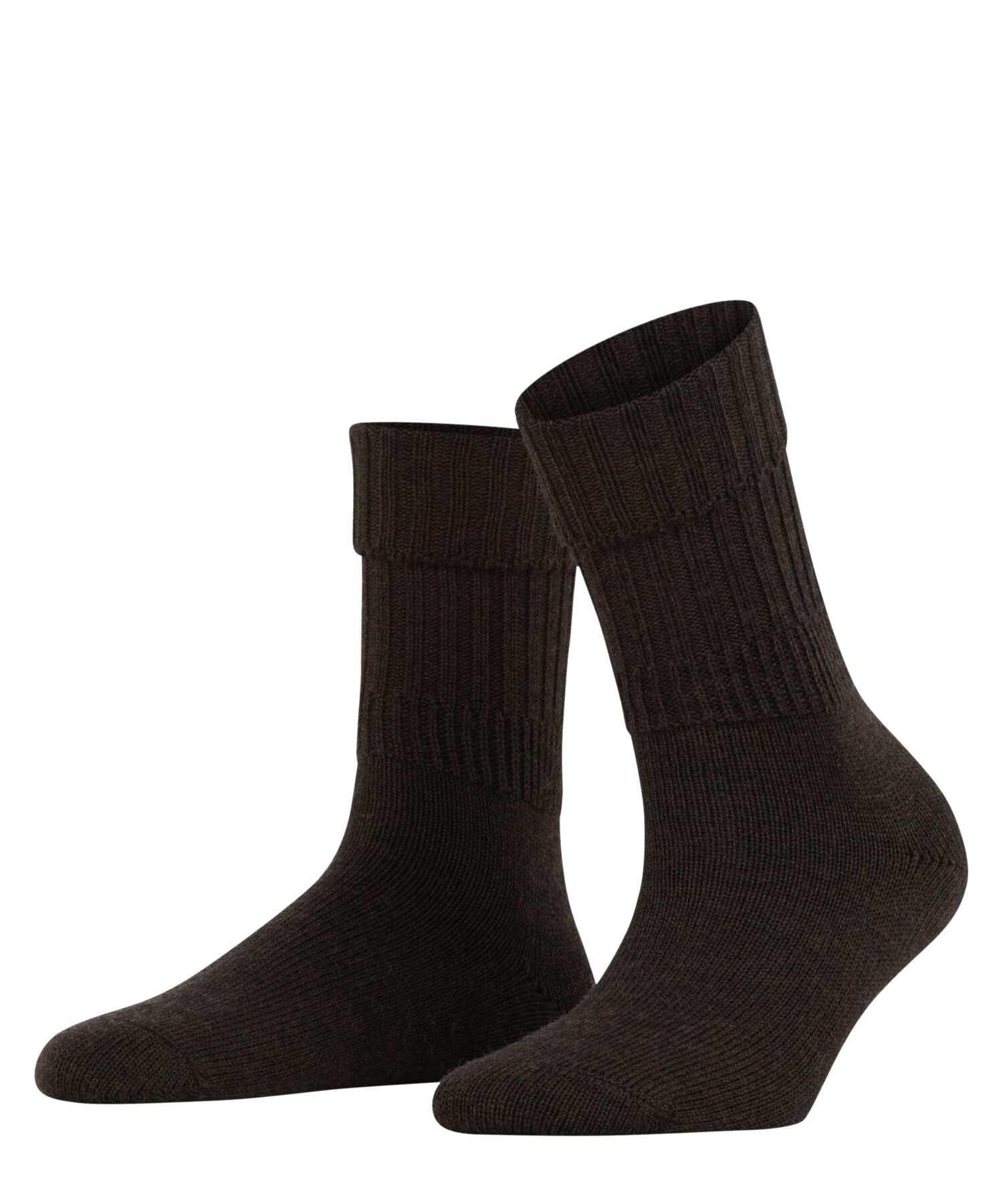FALKE Women's Striggings Rib W So Wool Plain 1 Pair Socks, Brown Dark 5450, 2.5-5