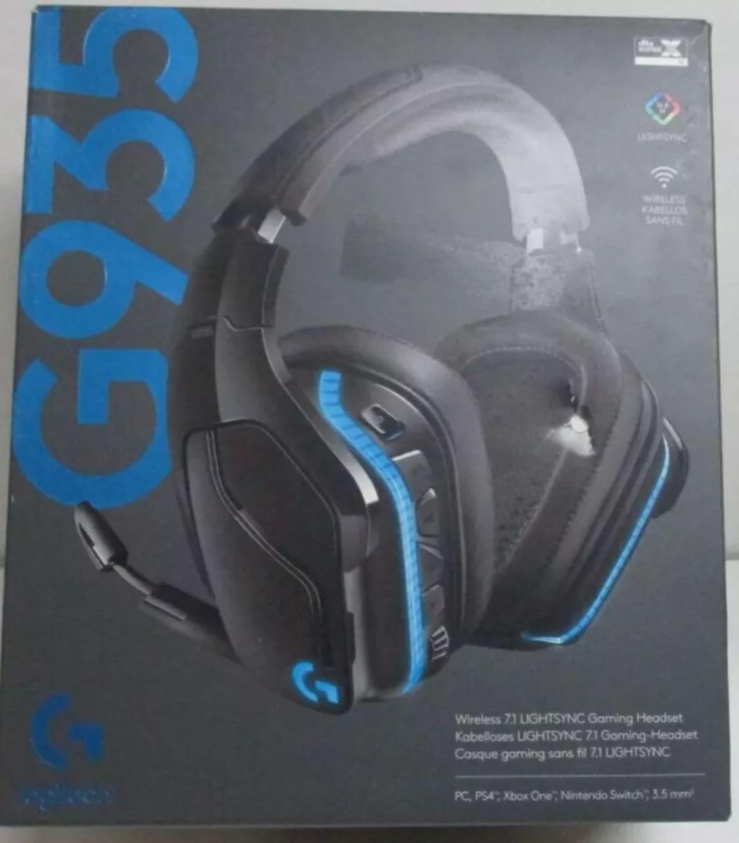 Natur Pur LieferAlles E.C. G935 bezprzewodowy zestaw słuchawkowy do gier z LIGHTSYNC RGB, 7.1 Surround Sound, DTS Headphone: X 2.0, sterownik 50 mm, połączenie bezprzewodowe, PC/Xbox One/PS4/N Switch
