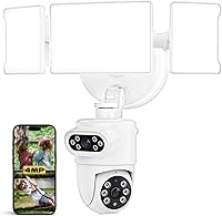 Vista 1 de Olafus 2K Dual Lens Security Camera Outdoor, 360° Auto Tracking, 5500LM Floodlight, Color Night Vision, Motion Detection, 2-Way Audio, Alexa/Google