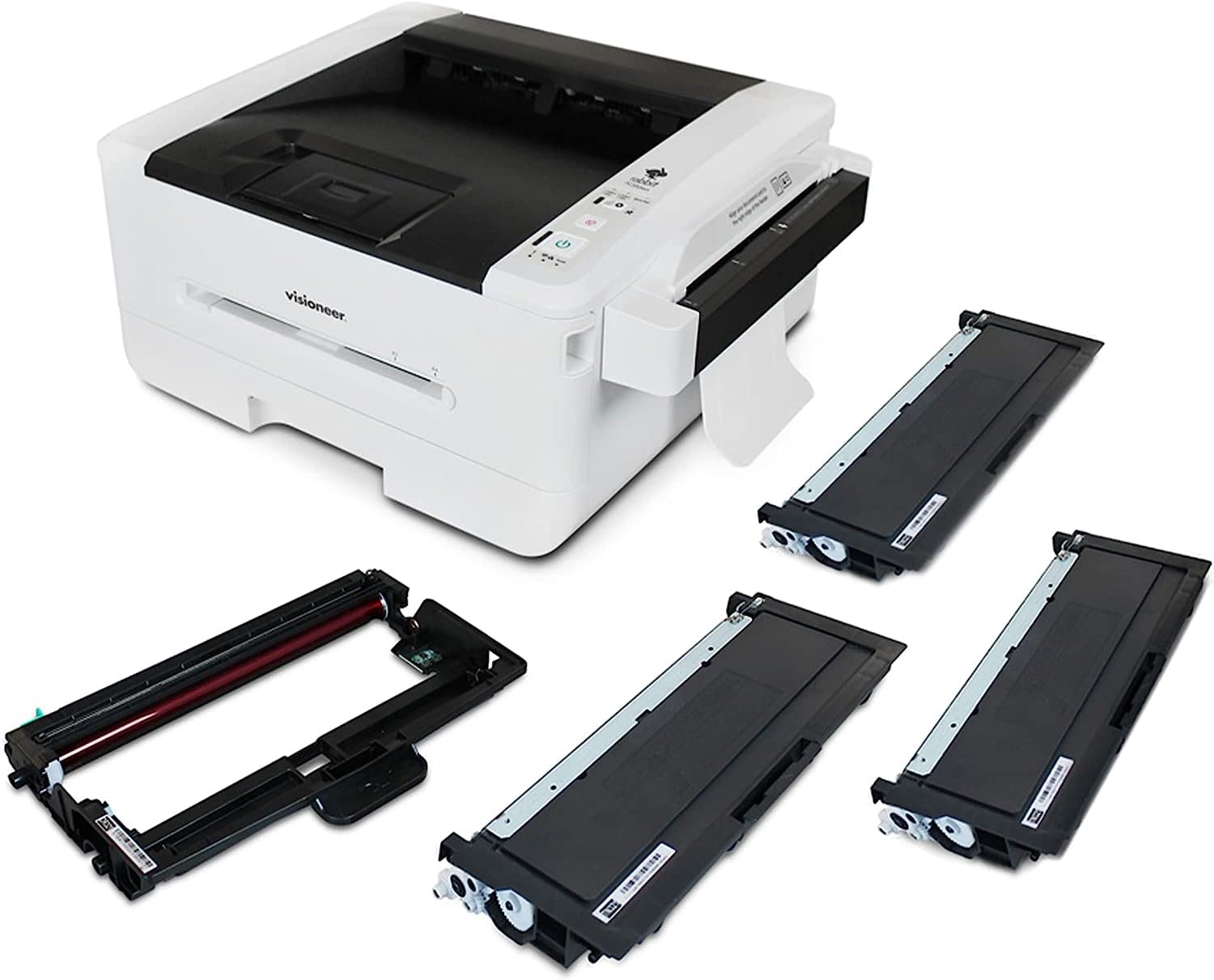Visioneer Rabbit PC30dwn Laser Printer/Copy Machine, Monochrome USB Office Printer and Copier for PC and Mac, 30 PPM, 250 Page Automatic Document Feeder (ADF), 3 Extra Toner Cartridges and Drum