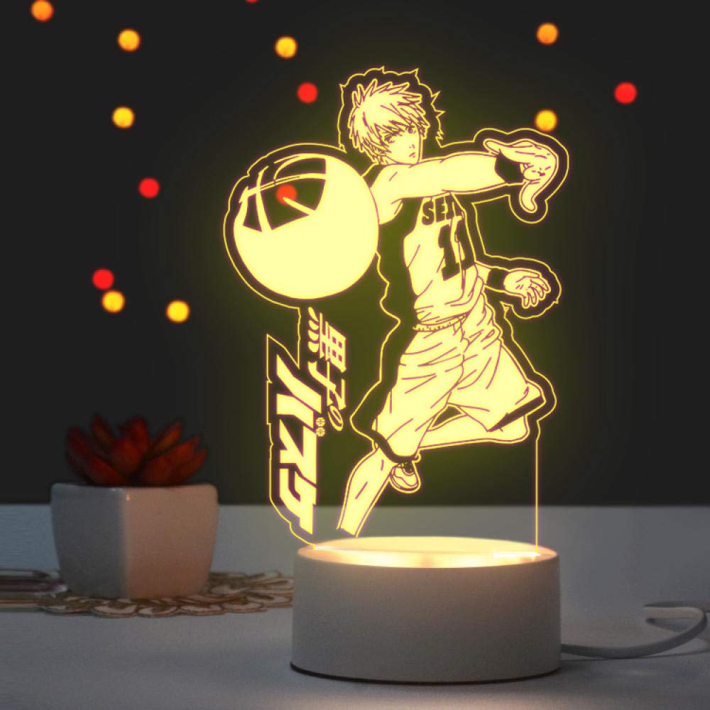 althiqahkey 3D Illusion Lamp LED Night Light Anime Second Element Conan Northern Sauce Guilty Crown Naruto Gift for Boys Kids Room Decor Table Lamp Christmas-Kuroko's Basketball