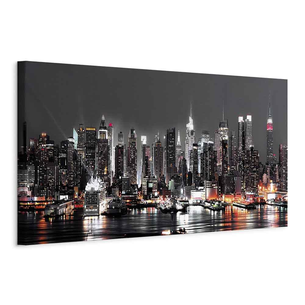 Cuadros B&D XXL - Cuadro en Lienzo 150x50 cm 1 pieza - Impresión Cuadros decorativos Decoracion Decorativo para Pared modernos dormitorios de Pared - Ciudad Nueva York paisaje edificios residenciales