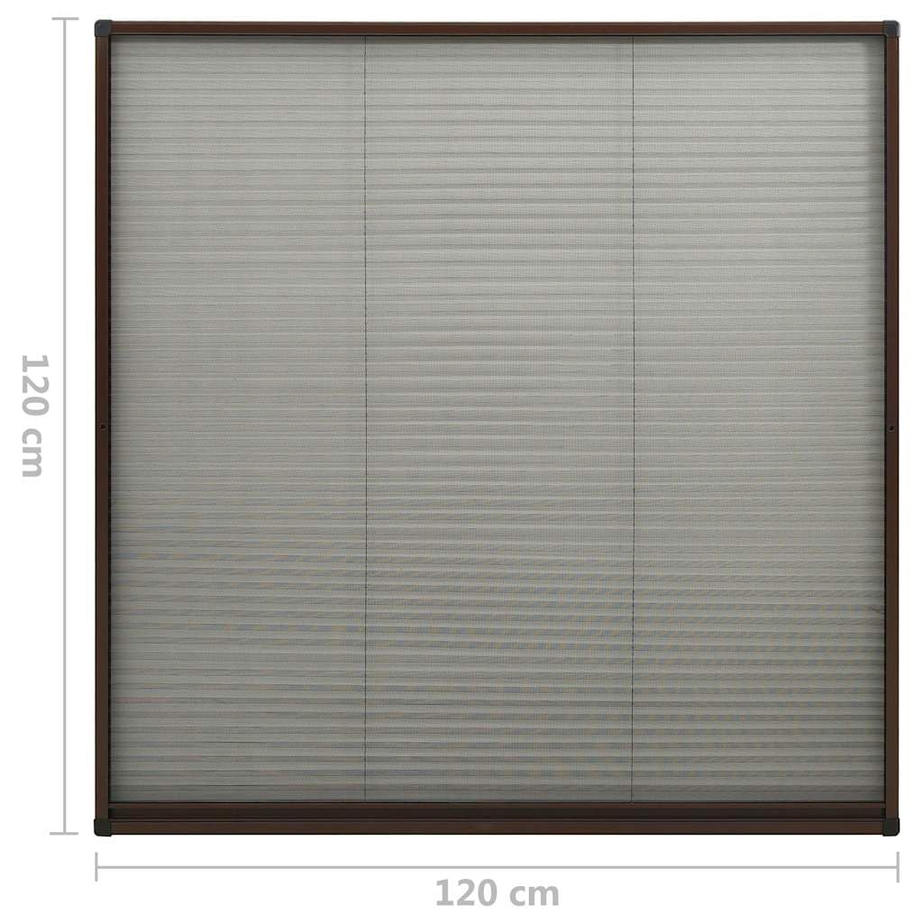 Moskitiera plisowana, aluminiowe okna, brązowe, 120 x 120 cm