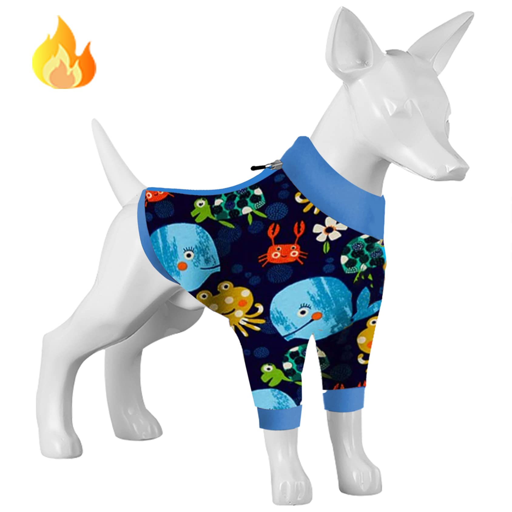 LovinPet XL Dog Jacket Onesies: Soft & Skin-Friendly Lightweight Fabric Marine Family Prints Dog Clothes, Fashionable Dog Flannel Shirt, Suitable for Small Dog Breeds for Fall and Winter,Blue