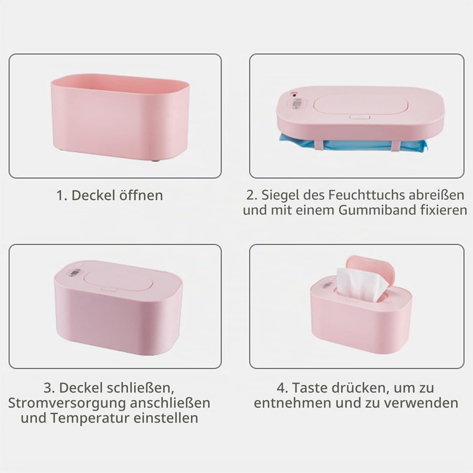 USB Feuchttuchwärmer für Babys, Große Kapazität Spender für Feuchttücher, 10W, 3 Temperaturmodi, Konstante Wärmefunktion, Obere Heizfunktion, Tragbar für Reisen zu Hause