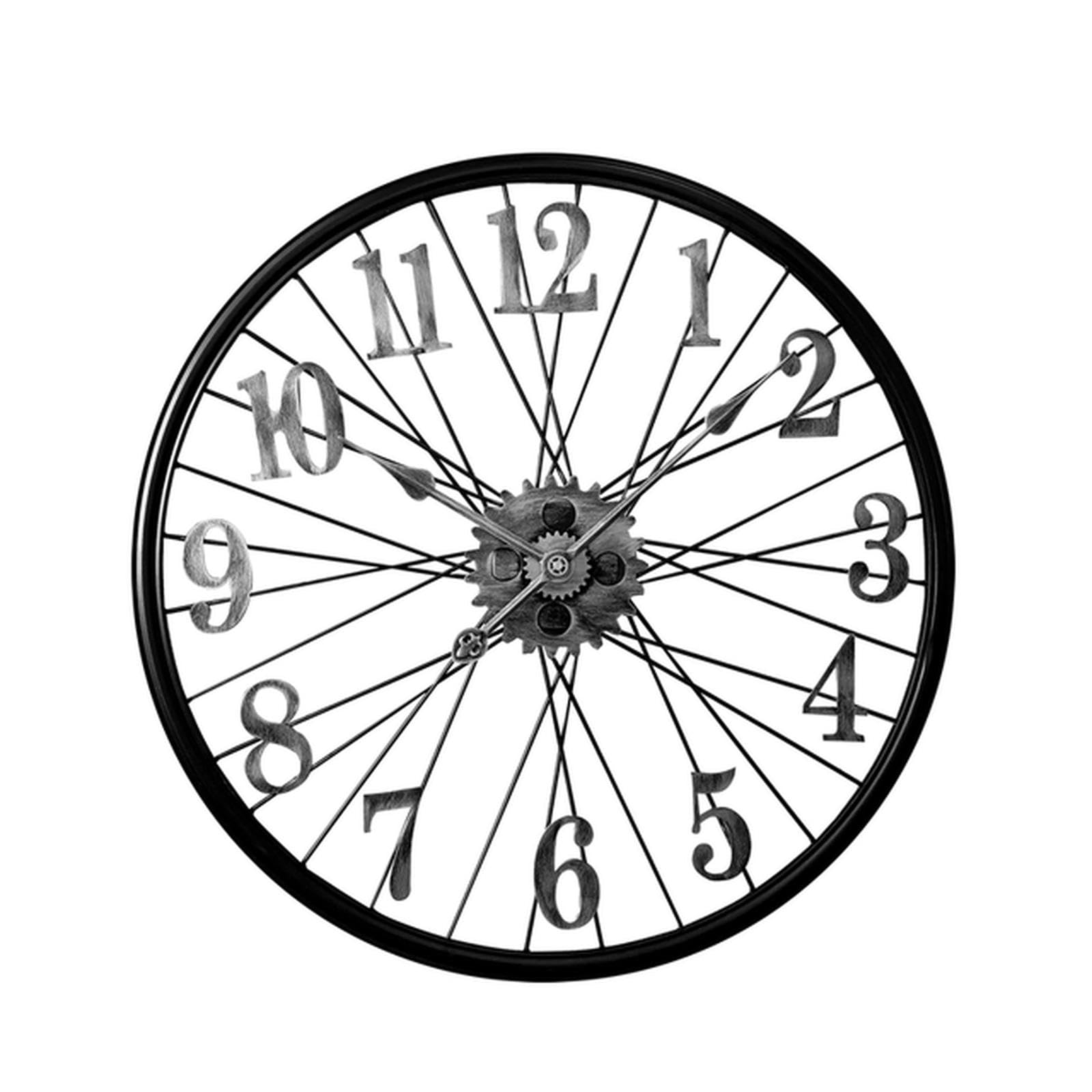 WILsem Reloj de pared de metal con forma de rueda de bicicleta creativa, vintage, grande, para sala de estar, relojes colgantes, interior, moderno, decoración del hogar, horologe