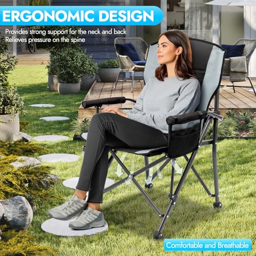 2 Pack Sillas de Camping para Adultos, Silla Resistente hasta 450 LBS miniatura 6