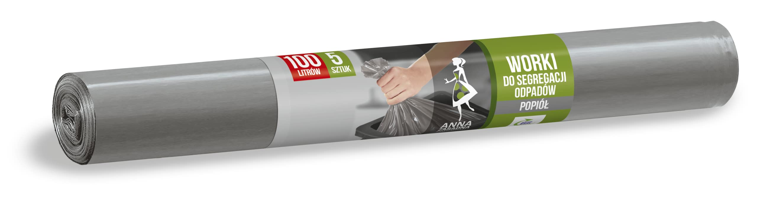 Anna Zaradna Worki do segregacji odpadów POPIÓŁ 100L 5 szt. szare