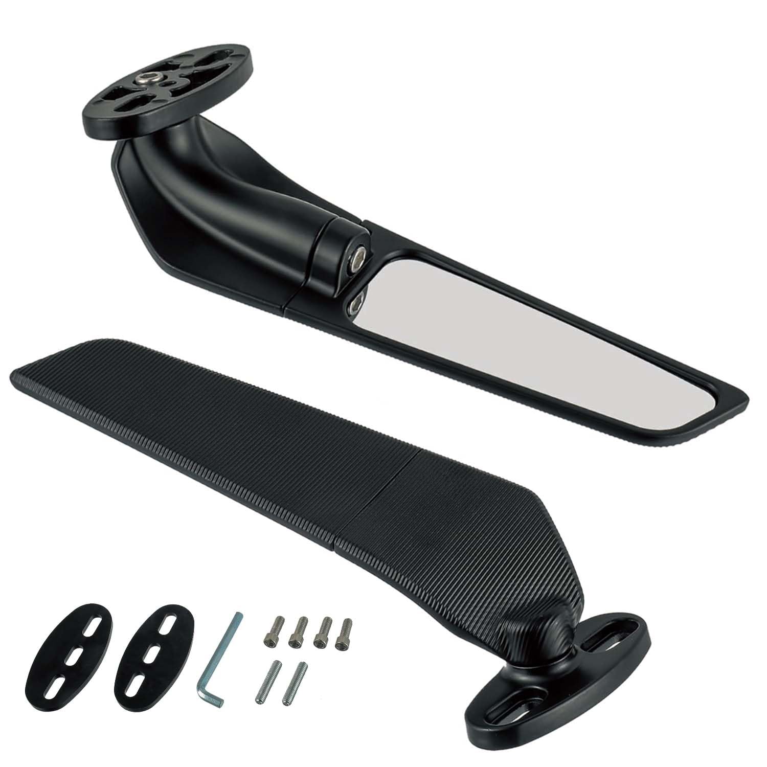 Rétroviseurs moto, 2 pièces,rétroviseurs d'extrémité de guidon pivotants à 360°, rétroviseurs pour cyclomoteurs et scooters, compatibles avec la plupart des motos (noir) | Rétroviseur latéral pour cyclomoteur, scooter, compatible avec la plupart des motos