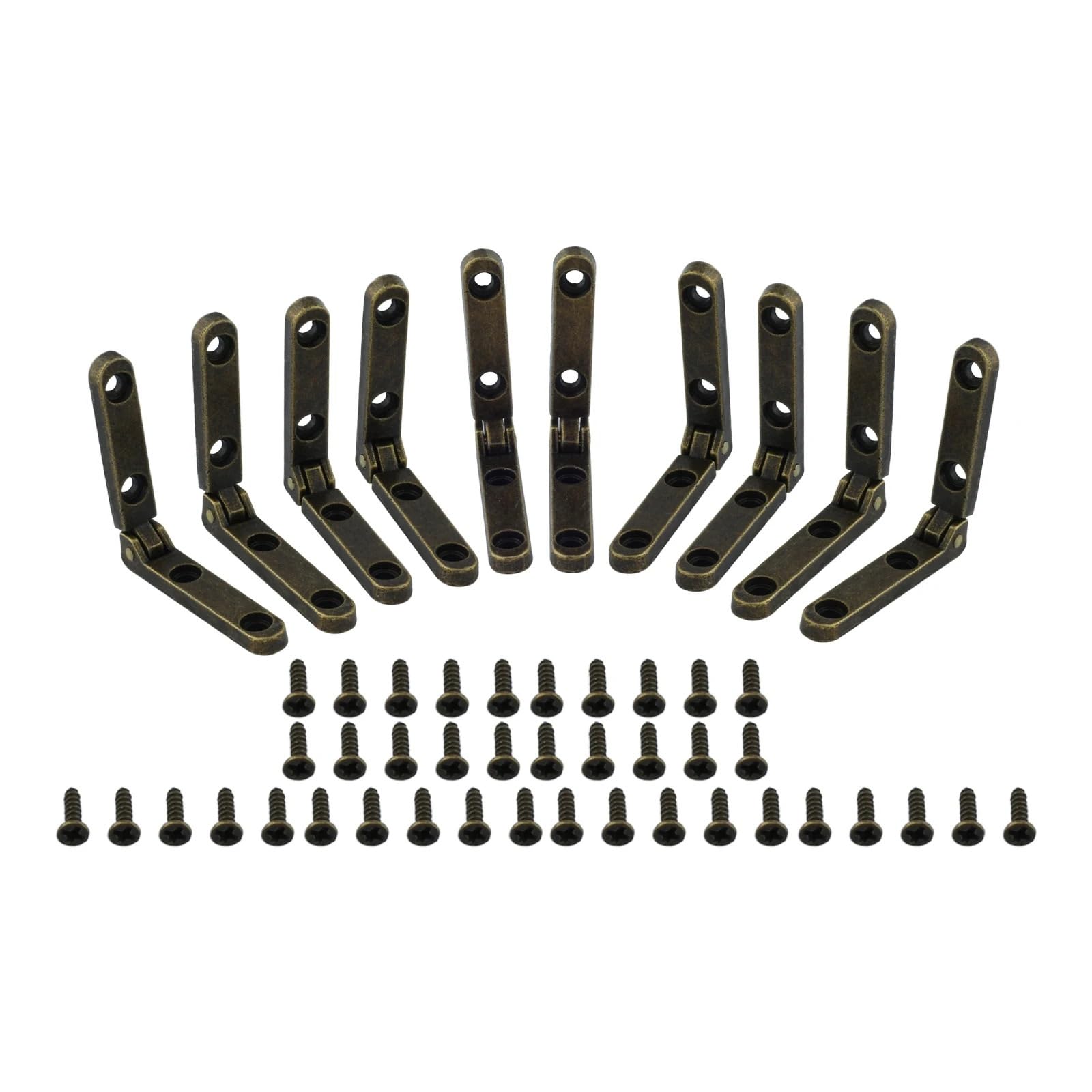 HKVTVCYPYA 10Pcs Small Hinges Jewelry Wooden Box Chest Case 90 Degree Folding Hinge Accessories Zinc Alloy with Screws(Antique Bronze)