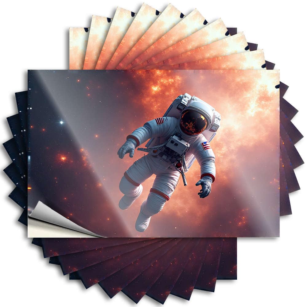 Tattoos - Western Hard Astronaut Floating in Space with Fiery Background. for Motorcross Modern(6X9CM)