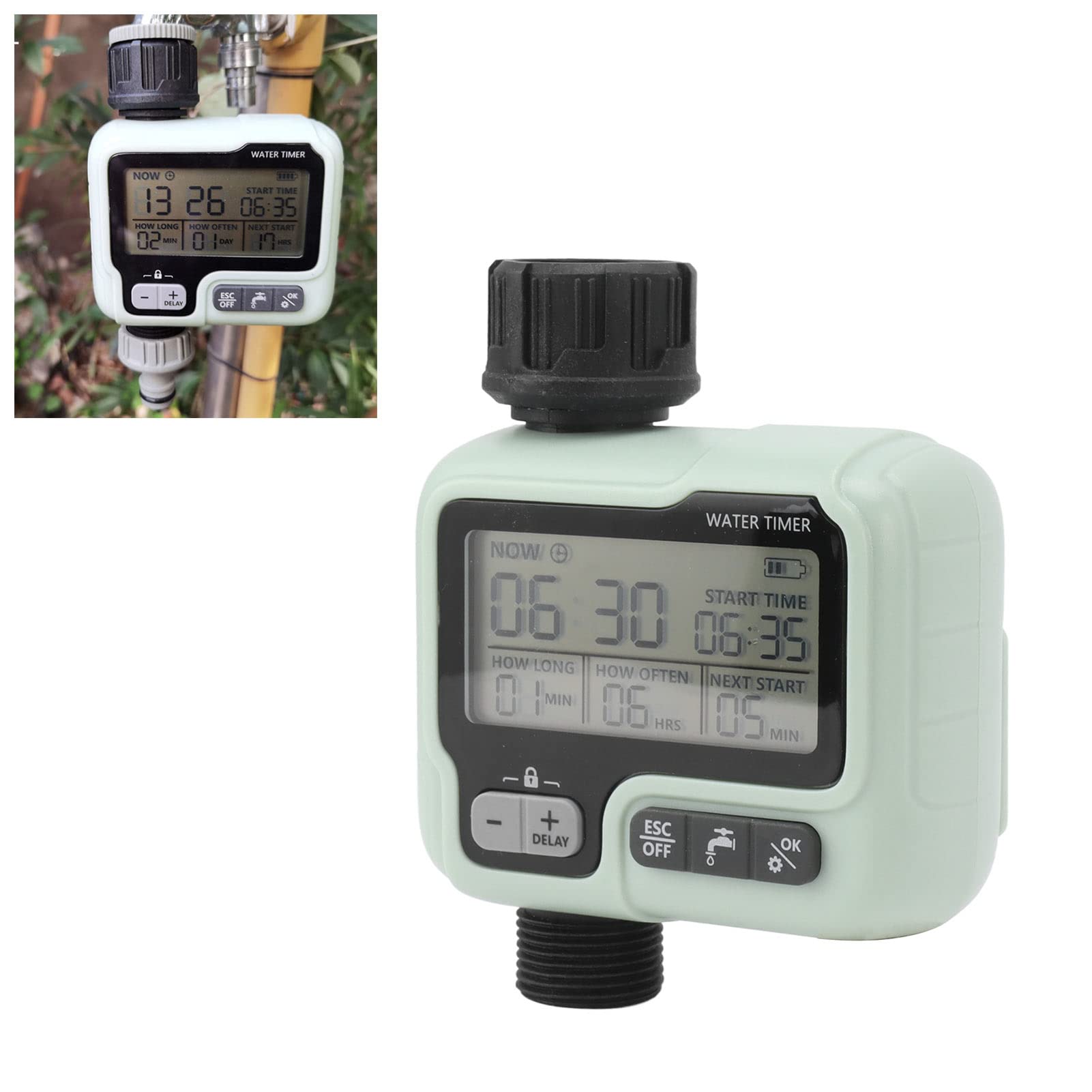 Temporizador de Riego Programable, Temporizador de Aspersor Riego Automático 3V Protección de Baja Corriente para Tierras de Cultivo Al Aire Libre
