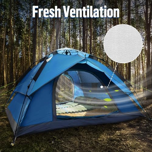 Image of Night Cat Instant Popup Tents 2-3 Persons with Footprint Tarp Easy Setup Camping Tent with Rainfly Double Layers Waterproof Automatic Hydraulic Mechaism