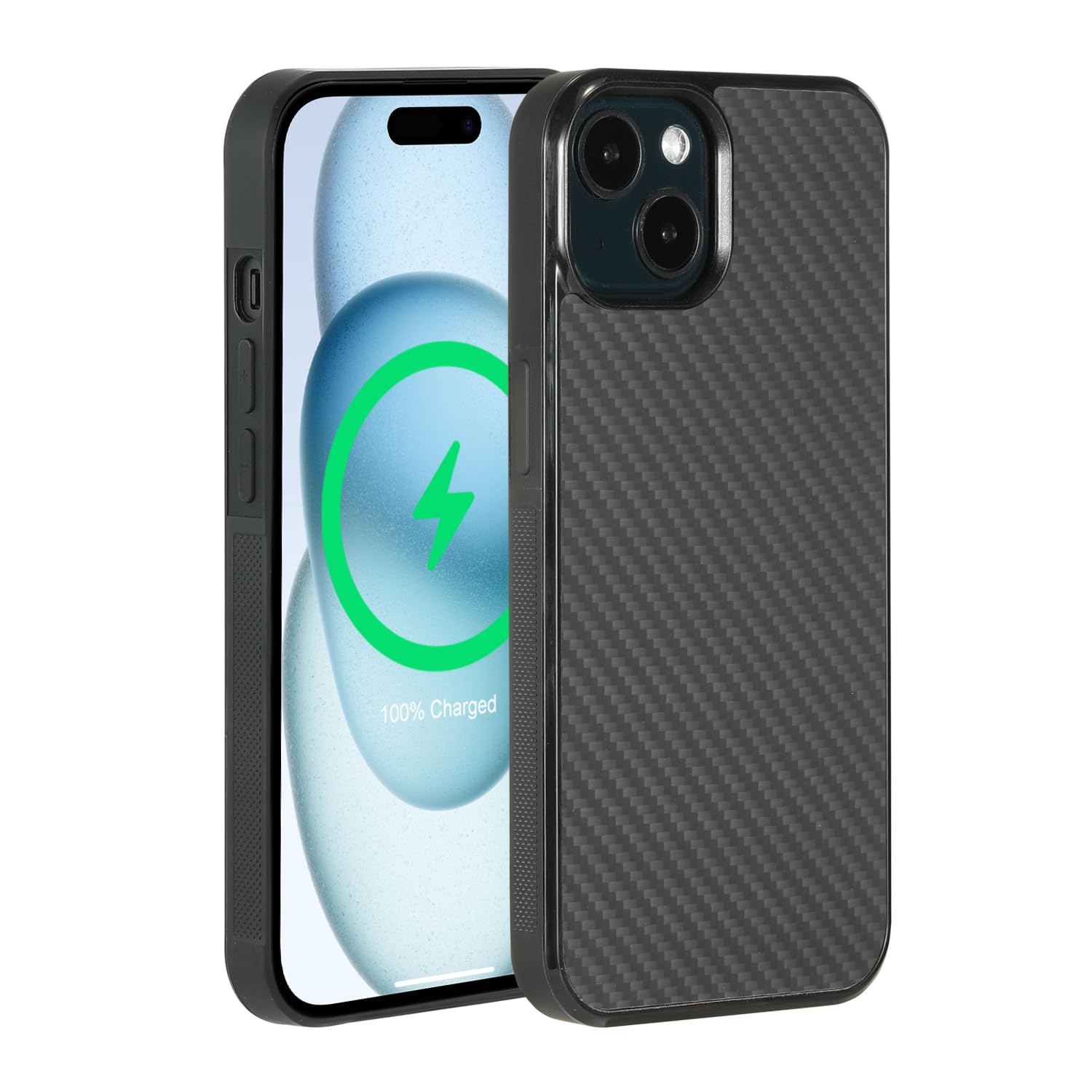 molzar Grip Series Magnetic Case for iPhone 15 with Aramid Fiber, Built-in Magnet Ring for Magnetic Mount, Compatible with MagSafe Chargers and Accessories, Black/Aramid Fiber