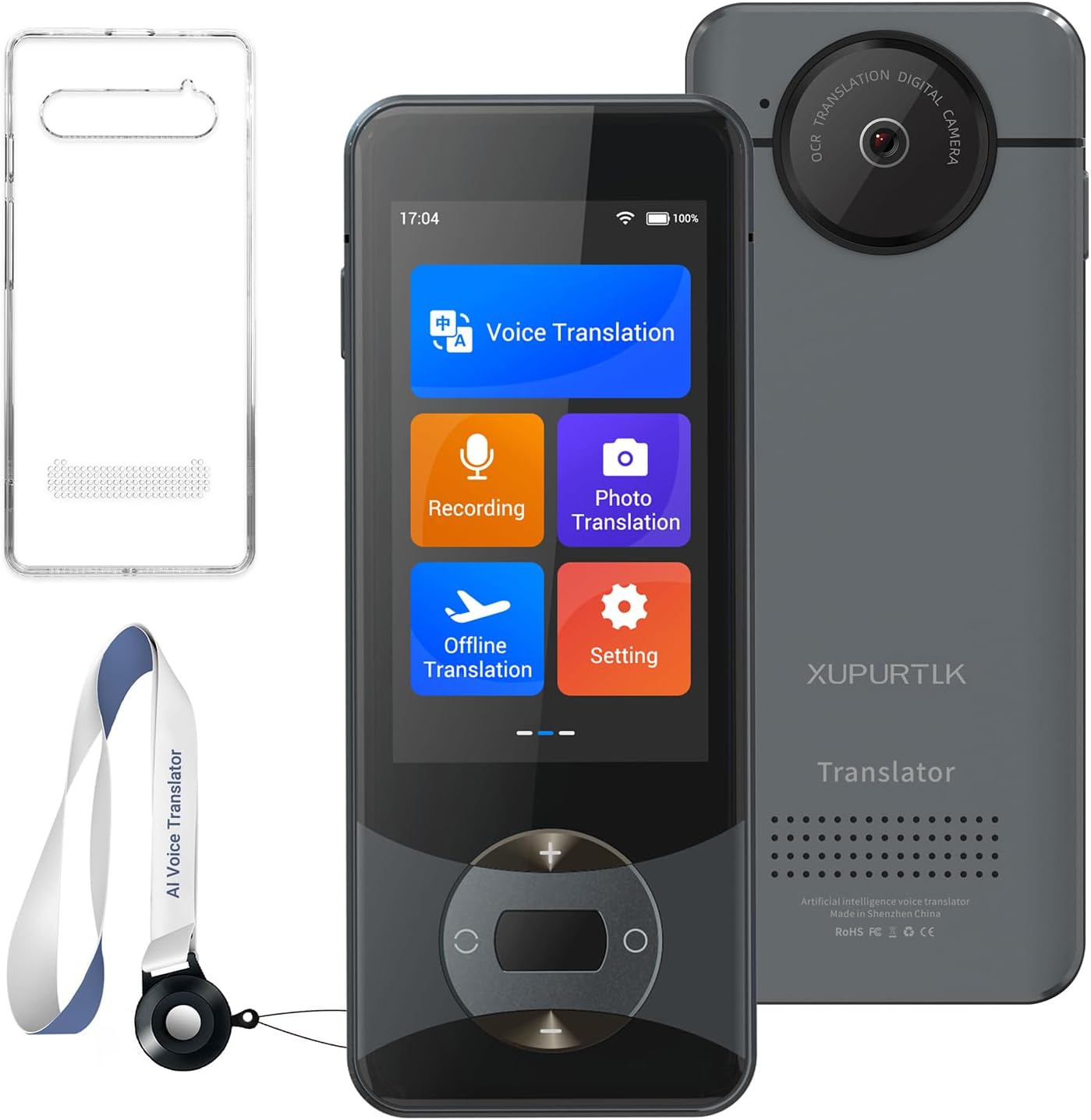 XUPURTLK Language Translator Device, Voice Translator Device Two Way, 144 Languages Real-Time Translator Device No WiFi Needed, Offline & Recording & Photo Translation for Travel, Business, Learning