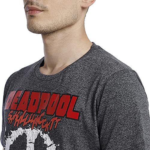 Image of Free Authority Deadpool Printed Regular Fit Grey Cotton Men's T-Shirt