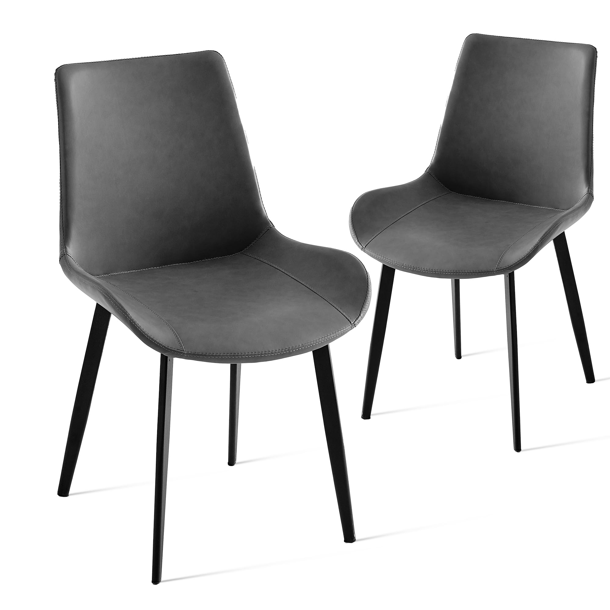 hausway Dining Chairs Set of 2,Mid Century Modern PU Leather Kitchen Chairs with Carbon Steel Legs, Upholstered Dinner Side Chair for Dining Room