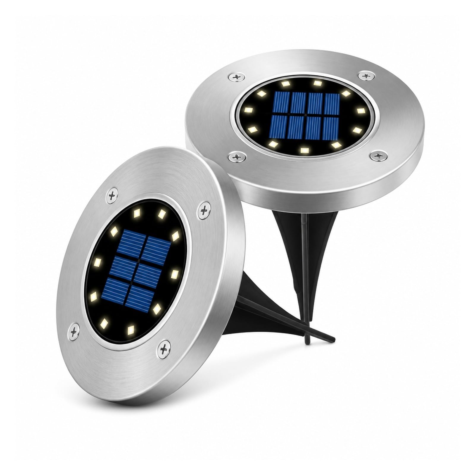 Lampy Solarne Naziemne, Lampa Słoneczna 8LED do ścieżki tarasowej(Black-Warm Light)