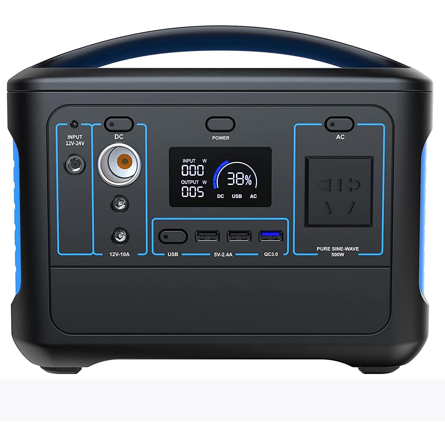 Générateur de Centrale électrique Portable, Alimentation d'urgence extérieure, Grande capacité de 153 600 mAh, Valeur de crête de 1 000 W, Sortie d'onde sinusoïdale, Plusieurs méth