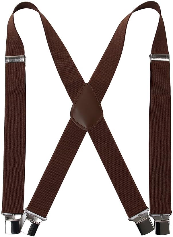 Men’ s X Back Suspenders with 4 Quality Controlled Clips & 1.4” Wide Braces & Heavy Duty