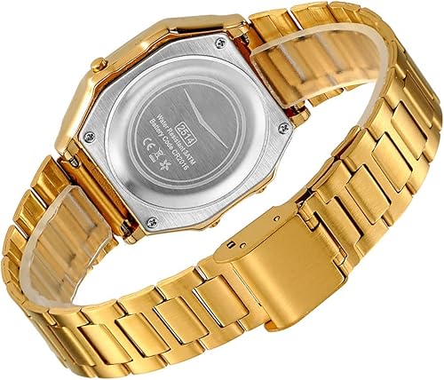 Miniatura 6 de Reloj digital retro con banda de acero inoxidable, alarma, crono, luz LED, 98.4 ft, impermeable, vintage, reloj de pulsera electrónico para hombres