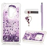 Galaxy S9 Plus Case, Samsung Galaxy S9 Plus Case, Glitter Liquid Case Cover Quicksand Flowing Love Heart 3D Dual Layer Protective Anti-Scratch TPU Bumper for Samsung Galaxy S9 Plus - Purple