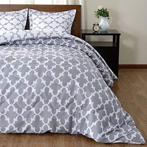 downluxe Light-weight Printed Comforter Set (King,Gray) with 2 Pillow Shams - 3-Piece Set - Down Various Reversible Comforter 2 61z35VSb3vL. AC