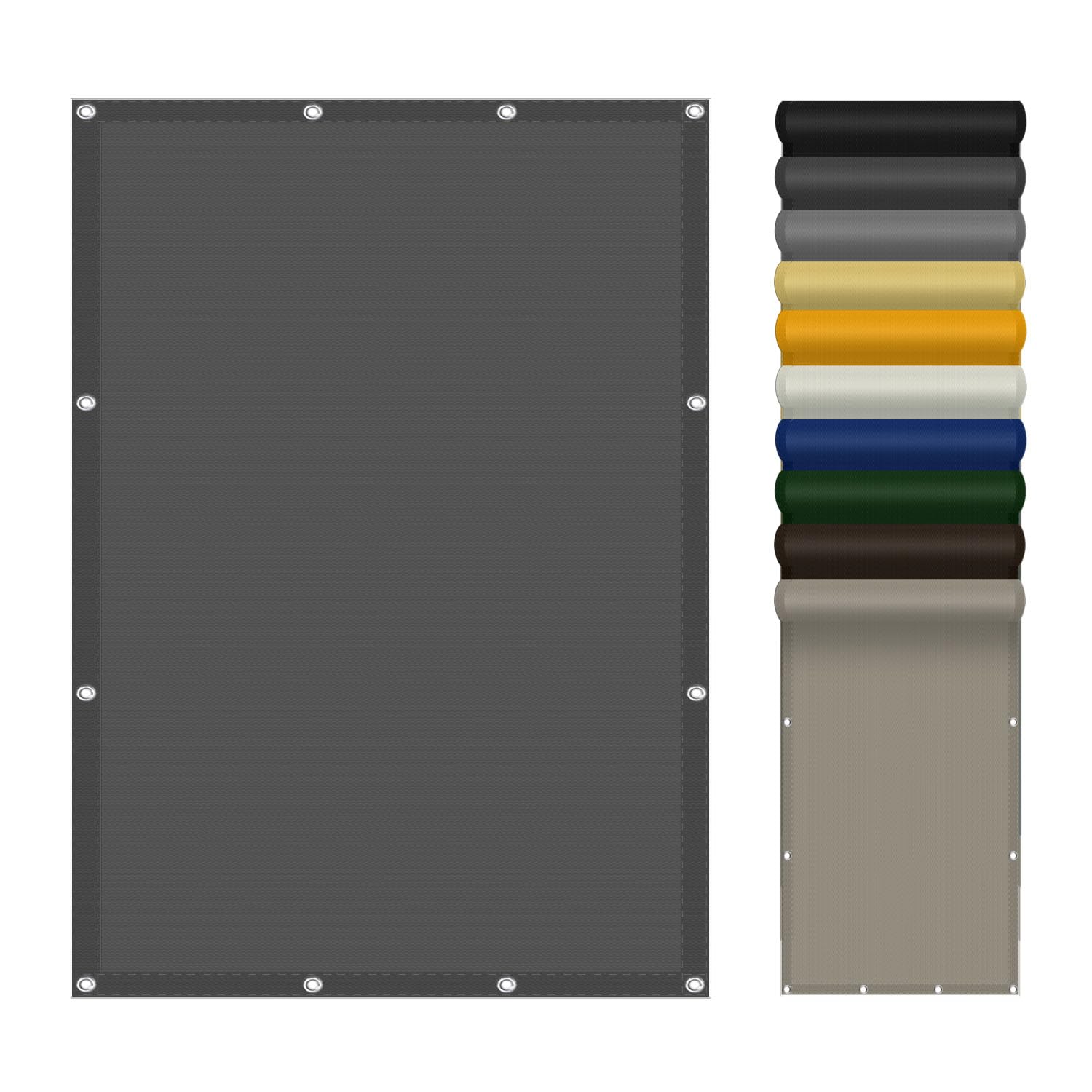 Filet d'ombrage 260 x 350 cm imperméable gris foncé pour balcon et terrasse avec oeillets